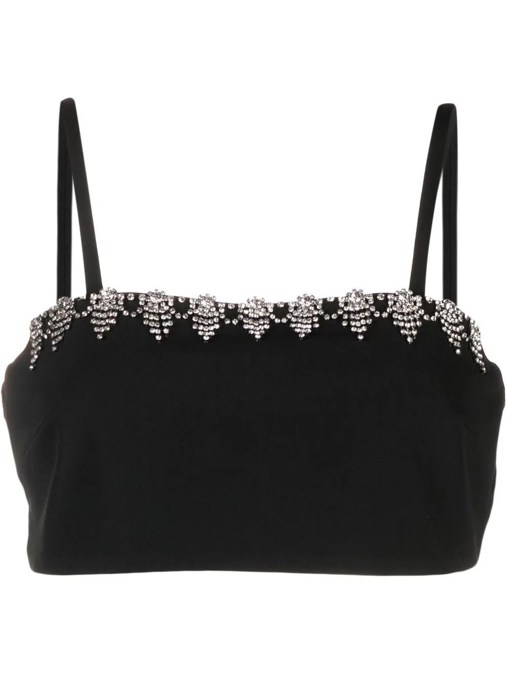 4 | Sandro | Black Crystal-Trim Crop Cami Top